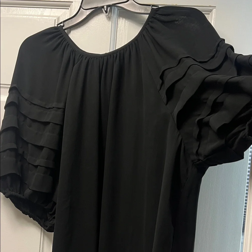 Express Black Ruffled Blouse - Picture 3 of 4